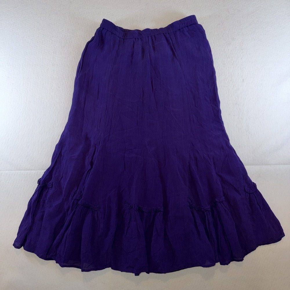 Coldwater Creek PS Purple Rayon Maxi Skirt Pull On Whimsigoth Fairy Grunge Witch